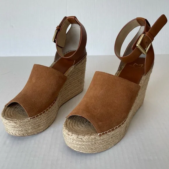 MARC FISHER Womens Brown 2" Platform Adalyn Wedge Leather Espadrille Sandals 9 - Picture 2 of 13